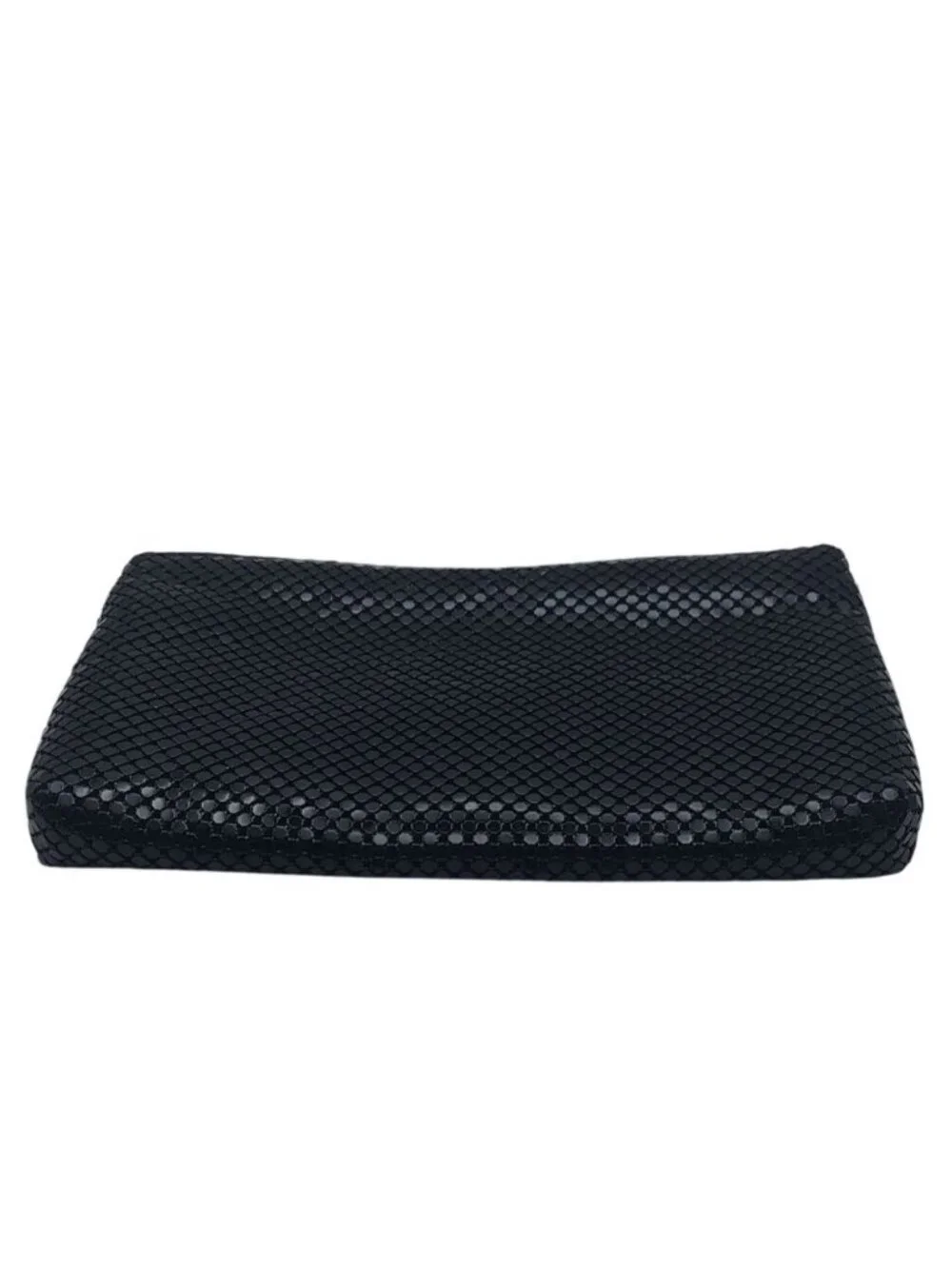Marlo Black Mesh Metallic Evening Bag Purse Chain Strap Zip Closure Inner Pocket